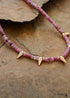 Boho Necklace, Choker Necklace, Pink Tourmaline Spike